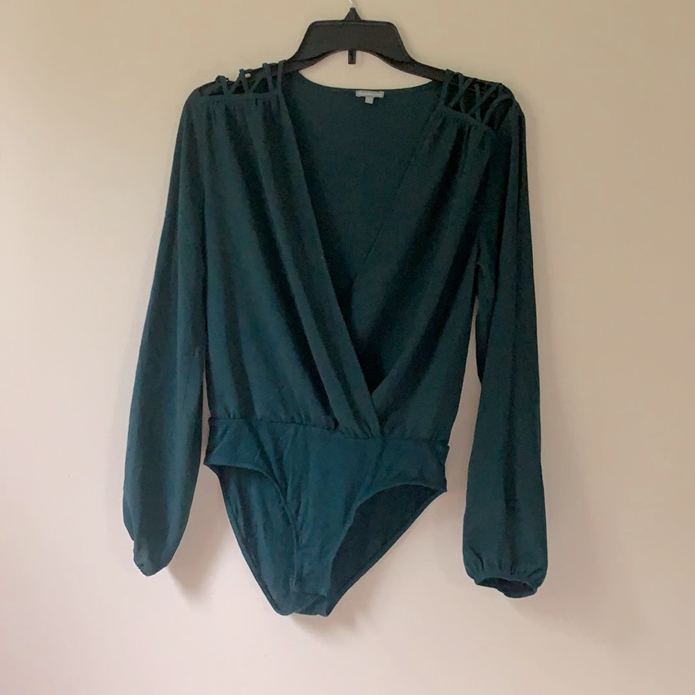 Charlotte Russe dark green blouse bodysuit